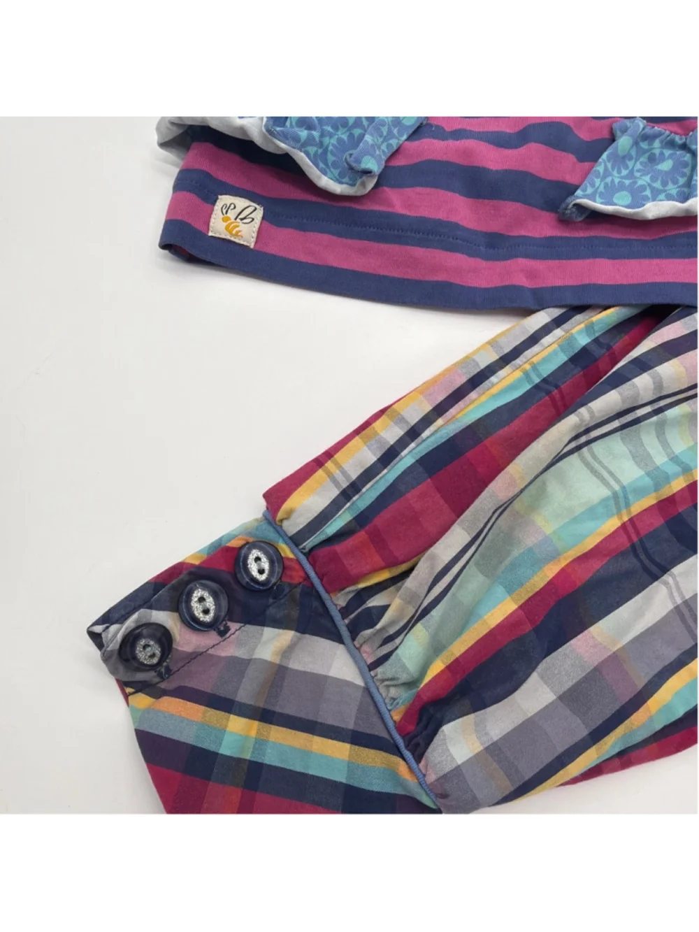 WILDFLOWERS Matching Set Size 4 Pink Blue Striped Plaid